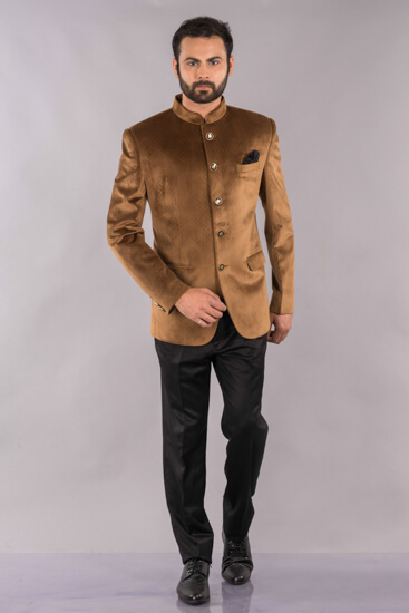 displaying image of Brown Velvet Bandgala Suit