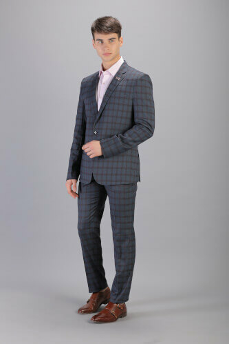 displaying image of Dark Grey Checks Full Suit