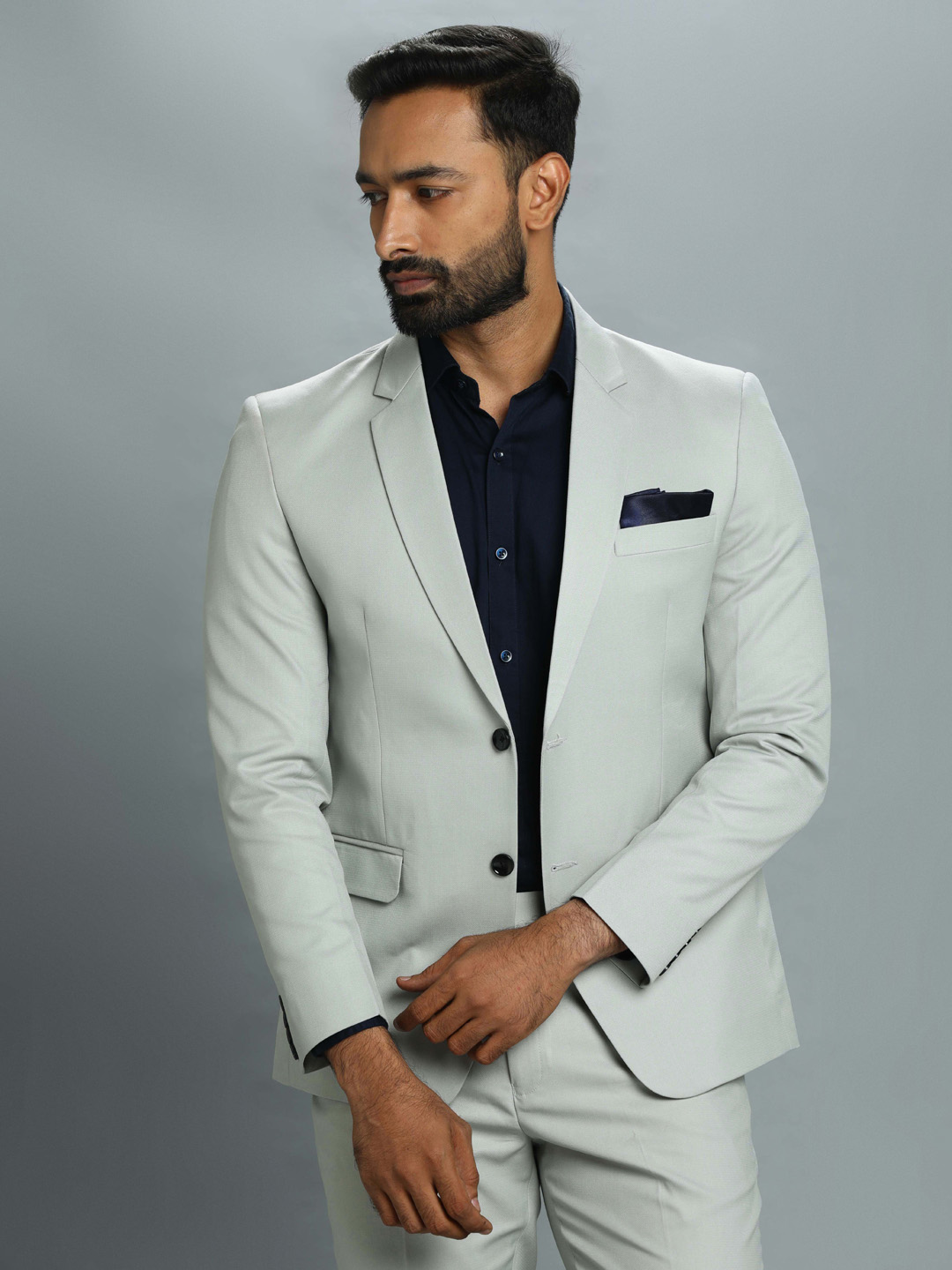 displaying image of Light Grey Subtle Formal Suit