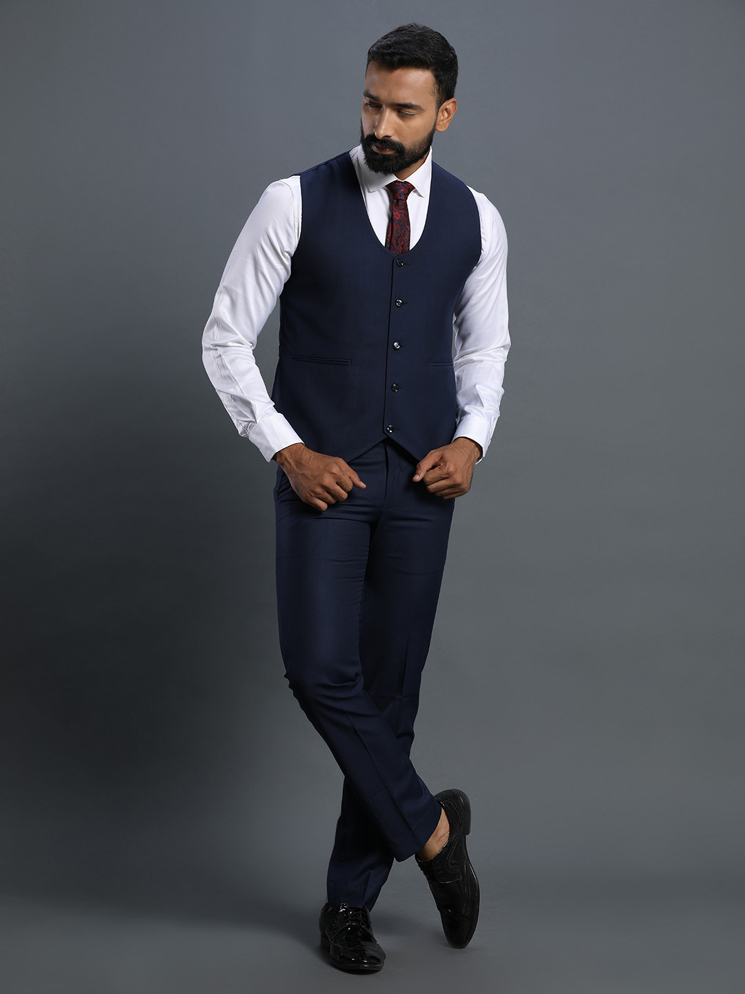 displaying image of Navy Blue 3 Piece Suit