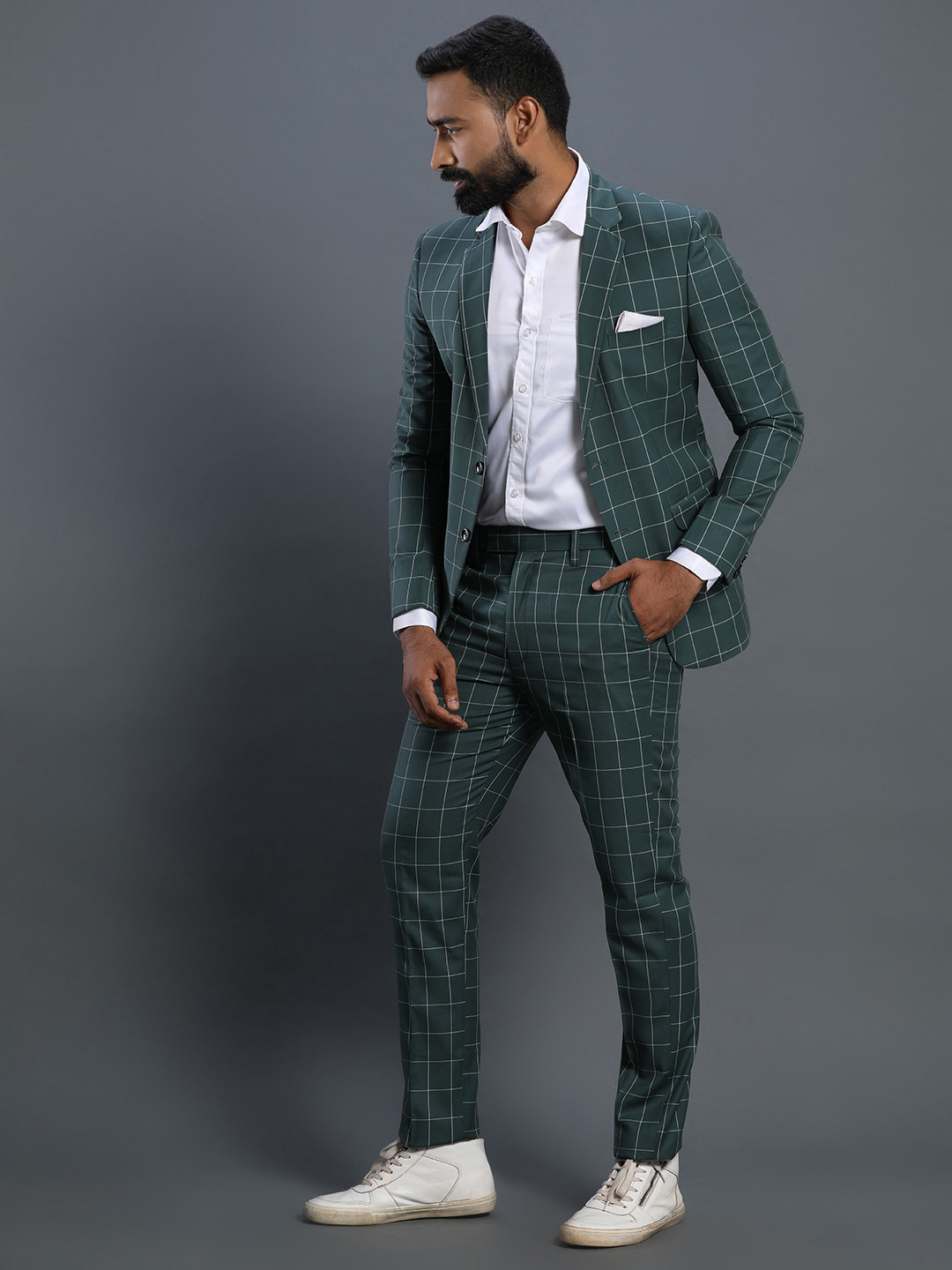 displaying image of Olive Green 2 Piece Suit